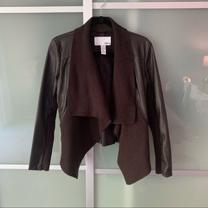 Zara Black Leather Jacket with Knit Detail